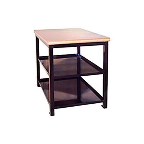 Built-Rite Double Shelf Shop Stand, Maple Butcher Block Square Edge, 18