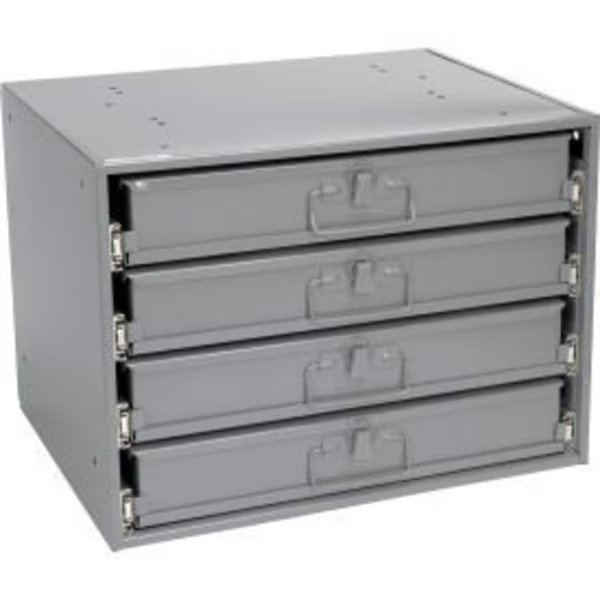 Durham Steel Compartment Box Rack Heavy Duty Bearing 20 x 15-3/4 x 15 with 4 of 16-Compartment Boxes, Durham Mfg, Mfr#: 493506