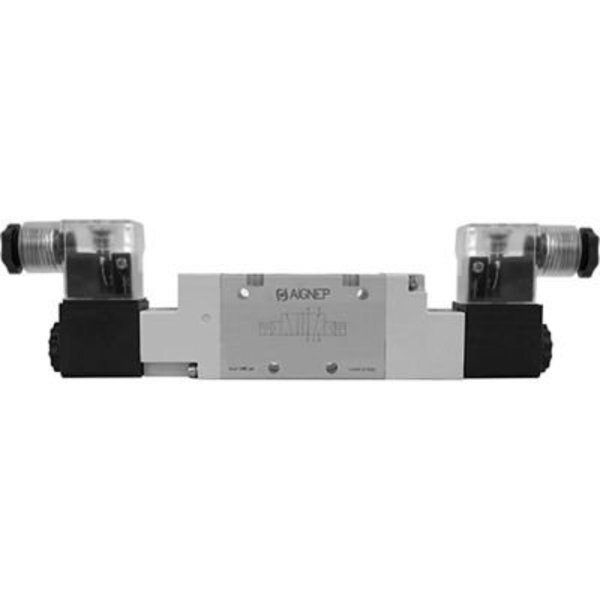 Aignep USA 5/2 Double Solenoid Valve, Pilot G 1/2, 24V DC/3W Coil, LED Connection, Alpha Technologies, Mfr#: 01VS1500050202