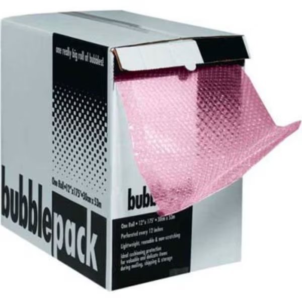 Perforated Anti Static Bubble Roll W/Dispenser, 12