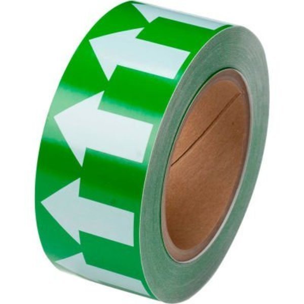 Brady® 91421 Pipe Marker Arrow Tape, Vinyl, 2"W x 30 Yds., Green/White, Brady, Mfr#: 91421