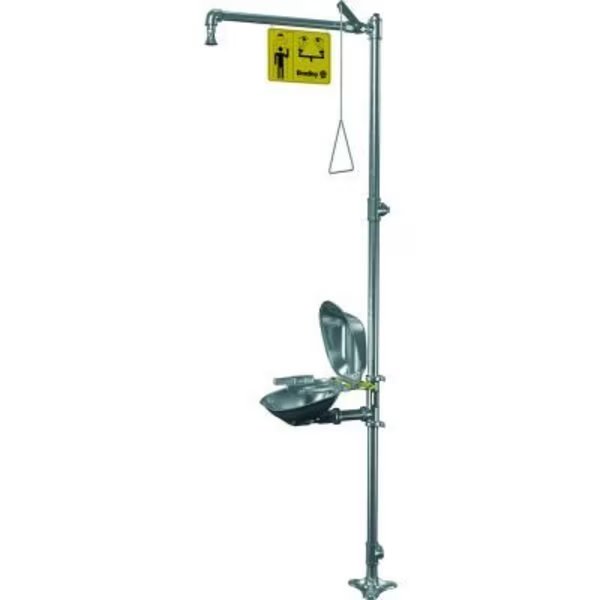Bradley S19314SC Halo Stainless Steel Eye-Face Wash, Bowl Cover and Showerhead, 1-1/4