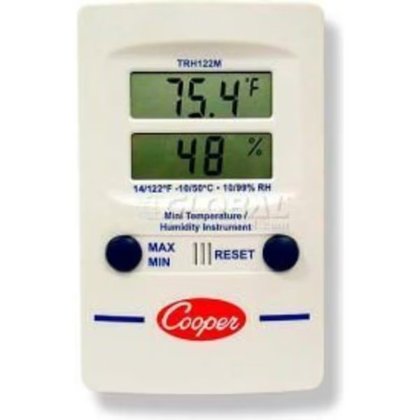 Cooper Mini Wall Thermometer, Trh122m-0-8, Digital Temperature & Humidity, Dual Display, Cooper-Atkins, Mfr#: TRH122M-0-8