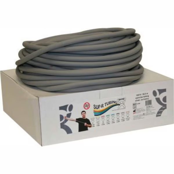 Sup-R Tubing„¢ Latex Free Exercise Tubing, Silver, 100' Roll/Box, Fabrication Enterprises, Mfr#: 1448827