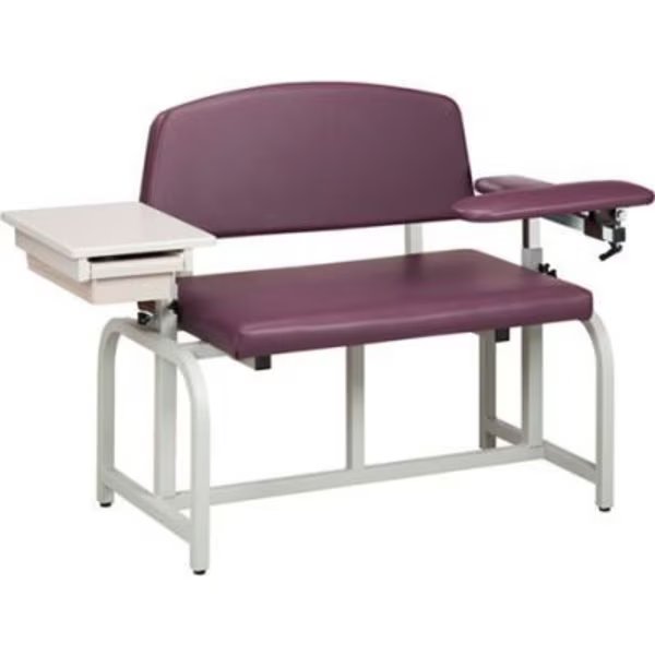 Clinton„¢ 66002B Lab X Series Bariatric Blood Drawing Chair with Padded Flip Arm and Drawer, Clinton Industries, Mfr#: 66002B