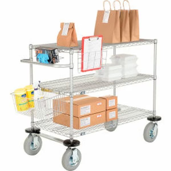 Curbside Cart, Nexelate , 30L x 18W x 43H, 3 Wire Shelves, Pneumatic Casters, Nexel, Mfr#: CS18303EPP