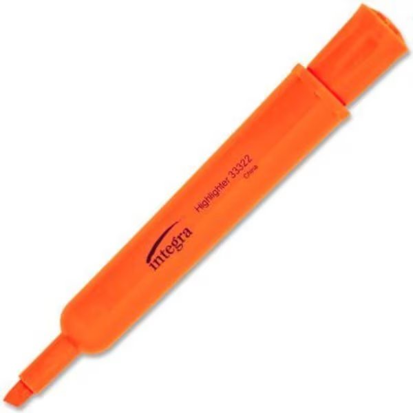Integra„¢ Desk Highlighter, Chisel Tip, Fluorescent Orange Ink, 12/Pack, Integra, Mfr#: 33322