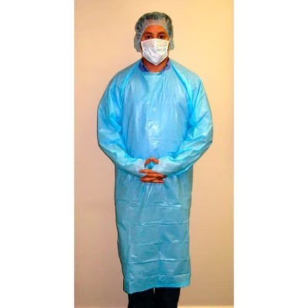 Lightweight Polyethylene Isolation Gown W/ Rear Entry, 47"L, White, 25/Bag, 4 Bag/Case, Keystone Safety, Mfr#: ISO-TL-WHITE-A