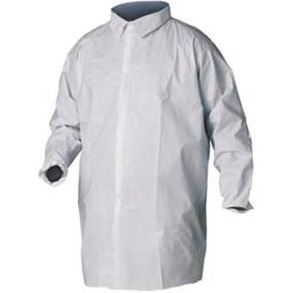 KeyGuard® Lab Coat, No Pockets, Elastic Wrists, Snap Front, Single Collar, White, 4XL, 30/Case, Keystone Safety, Mfr#: LC0-WE-KG-4XL