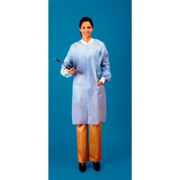 SMS Lab Coat, 3 Pockets, Knit Wrists, Snap Front, Knit Collar, White, 4XL, 30/Case, Keystone Safety, Mfr#: LC3-WK-SMS-4XL