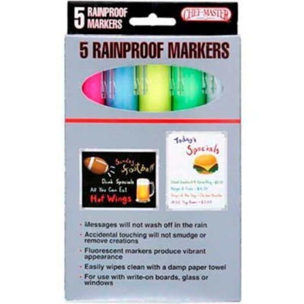 Chef-Master 90032 - Rain Proof Markers, Blue/Pink/White/Green/Yellow, Chef Master, Mfr#: 90032**