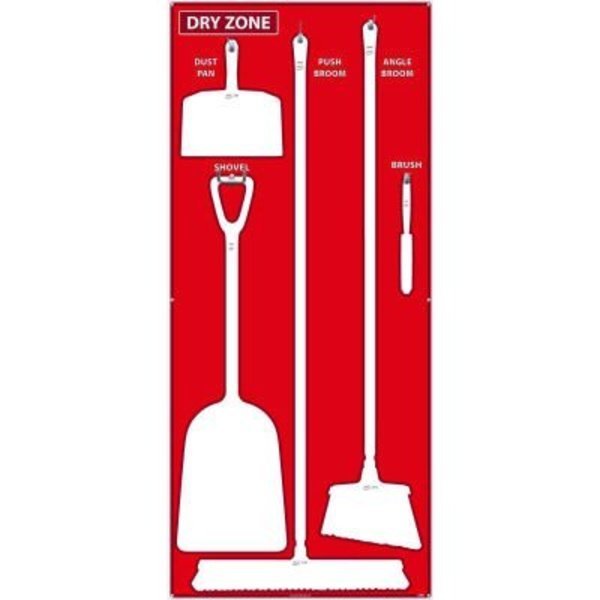 National Marker Dry Zone Shadow Board, Red/White, 68 X 30, Aluminum -, Nmc, Mfr#: SB125AL