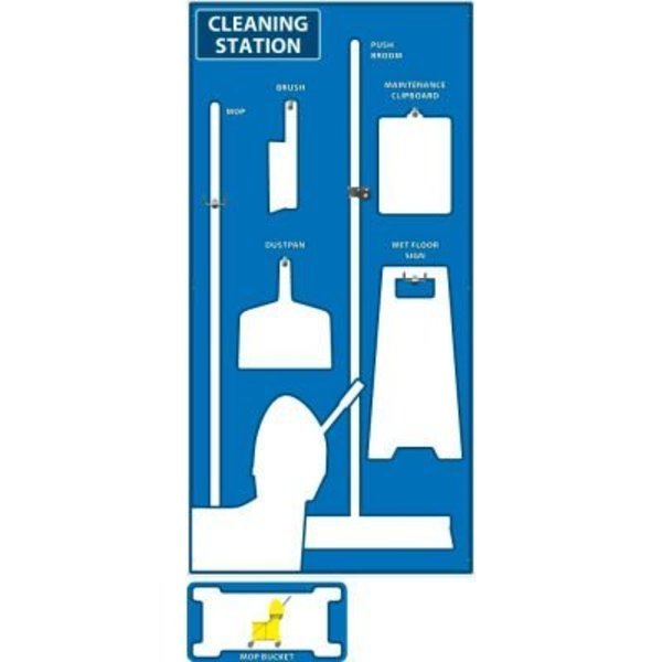 National Marker Cleaning Station Shadow Board, Blue/White, 72 X 36, Acp, General Purpose Composite, Nmc, Mfr#: SB141ACP