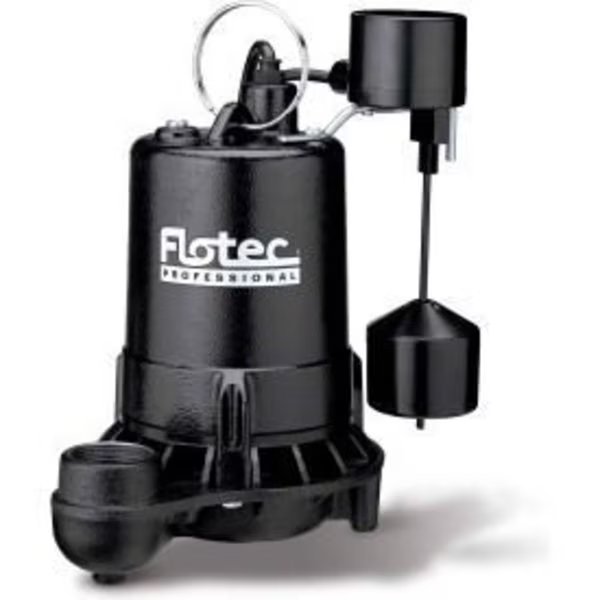 Flotec Professional Series Cast Iron Sewage Pump 3/4 HP, Tethered Switch, Pentair Flow Technologies, Mfr#: E75STVT-01