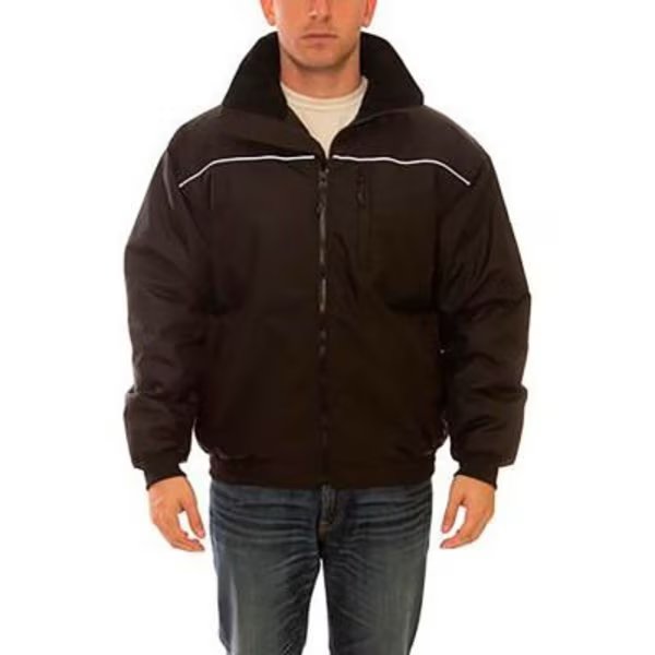 Bomber 1.5„¢ Jacket, Size Men's Medium, Polyester Quilted Liner, Attached Hood, Black, Tingley, Mfr#: J26113.MD