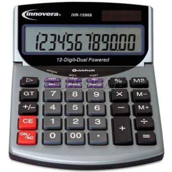 Innovera® 15968 Compact Desktop Calculator, 12-Digit LCD, Innovera, Mfr#: 15968