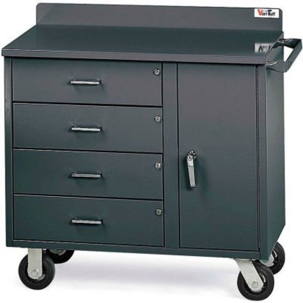 Valley Craft Vari Tuff Mobile Utility Cabinet, 4 Drawers, 1 Door, 36