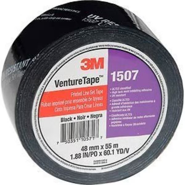 3M™ VentureTape 1507PRTD-Q130 UV Resistant Line Set Tape 2 IN x 60 Yards Black, 3M, Mfr#: 7010378681