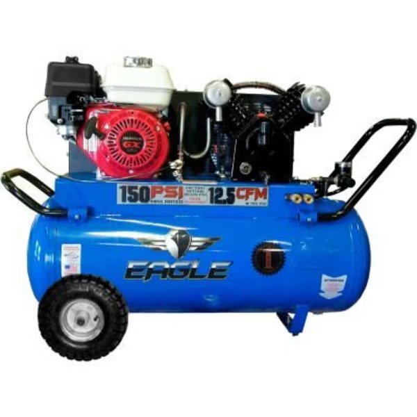 Eagle Portable Gas Air Compressor w/ Honda GX Engine, 5.5 HP, 25 Gallon, Horizontal, Wood Industries, Mfr#: P55G25H1