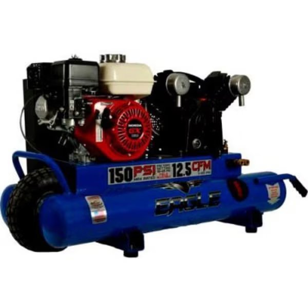 Eagle TT55GE Portable Gas Air Compressor w/ Honda GX Engine, 5.5 HP, 10 Gallon, Wheelbarrow, Wood Industries, Mfr#: TT55GE
