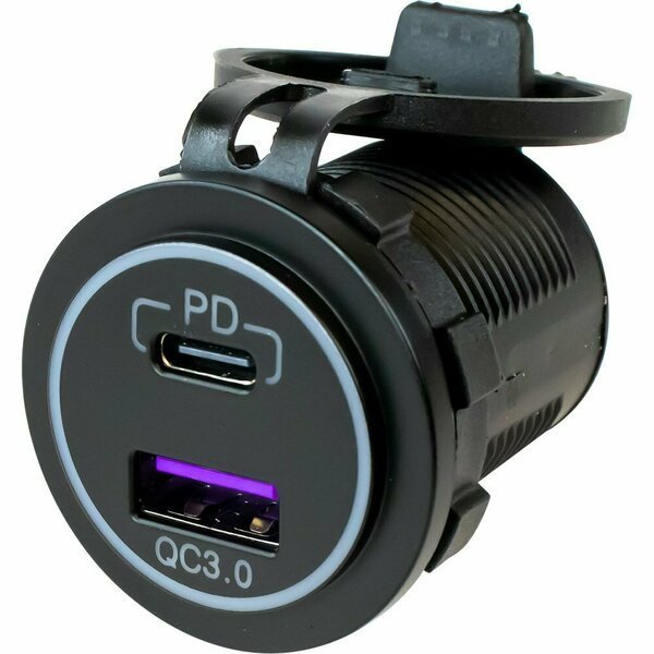 USB 3.0 & USB-C Power Socket w/Out Light, Sea-Dog, Mfr#: 426510-1