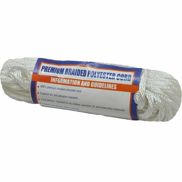 Solid Braid Polyester Cord Hank - 5/32 x 50' - White, Sea-Dog, Mfr#: 303304050-1