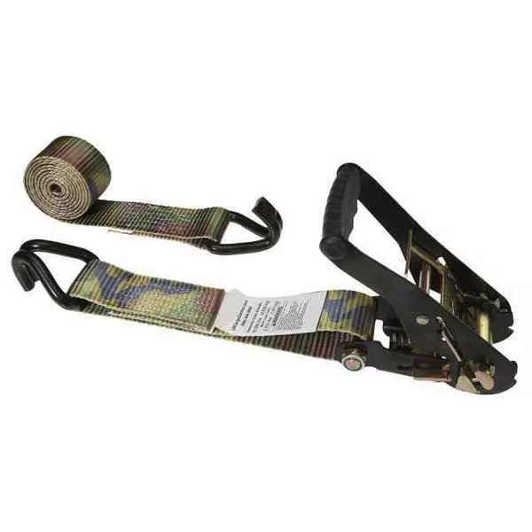 2" x 30' Black Ratchet & Camo Strap w/ Black Double J Hook, Us Cargo Control, Mfr#: 5530WHB-CAMO