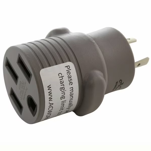 EV Charging Adapter NEMA L6-20P 20A 250V Locking Plug to 50A EV Tesla Adapter, Ac Works, Mfr#: EVL620SS