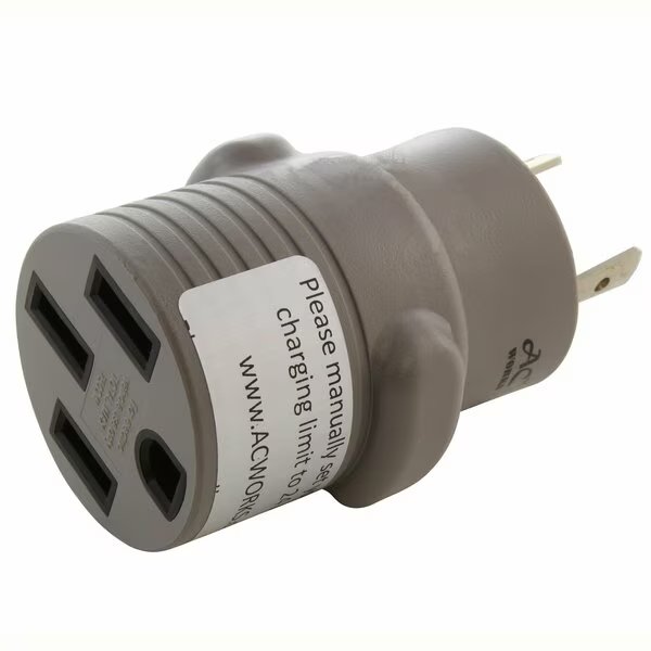 EV Charging Adapter NEMA L6-30P 30A 250V Plug to 50A EV Adapter for Tesla, Ac Works, Mfr#: EVL630SS