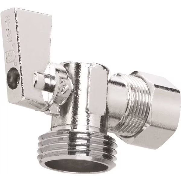1/2 in. Nominal Compression Inlet x 3/4 in. Male Hose Thread Outlet 1/4 in. Turn Angle Valve, Chrome, Homewerks, Mfr#: 638 6208QT