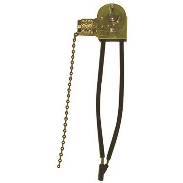 Pull Chain Light Switch with Metal Chain Cord Bell, Nickel, Satco, Mfr#: 90/505