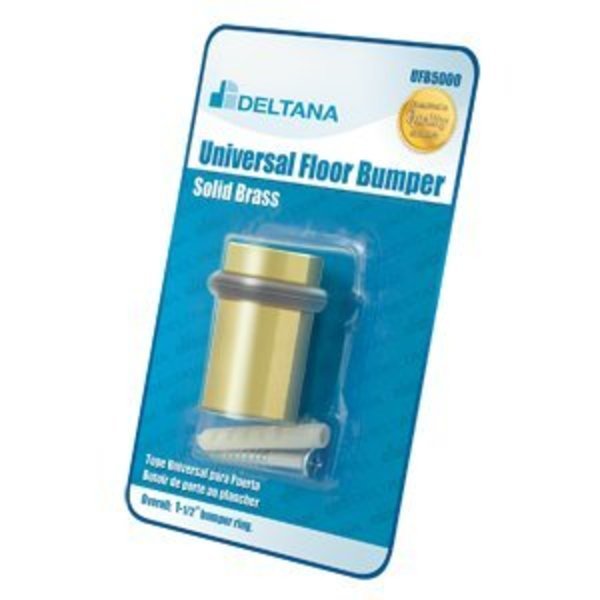 2 Height Round Universal Floor Bumper Polished Brass Blister Pack, Deltana, Mfr#: UFB5000BP3