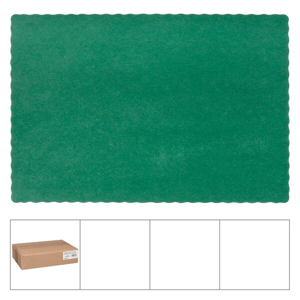 Lapaco Econo Scalloped Solid Colored Hunter Green Placemat, PK1000, Lapaco, Mfr#: 314-201