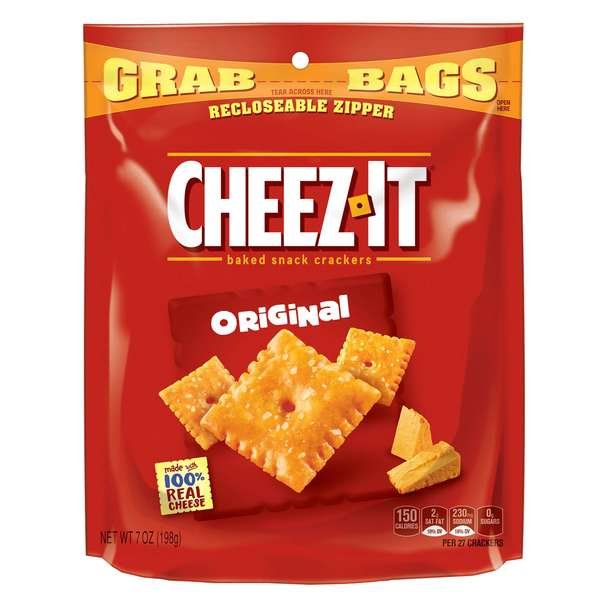 Cheez-It Grab Bag Reclosable Original Crackers 7 oz. Bag, PK6, Cheez-It, Mfr#: 2410020408