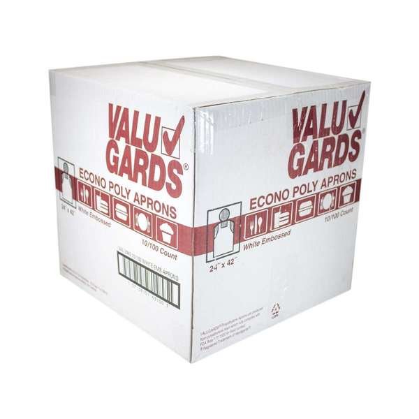 Valugards 24x42 Economy Poly Embossed White Light Duty Apron, PK1000, Valugards, Mfr#: 304663100