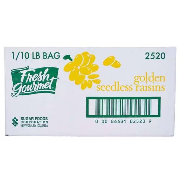 Fresh Gourmet Golden Seedless Raisins 10lbs, Fresh Gourmet, Mfr#: 2520
