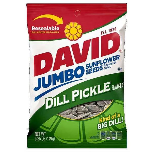 David Dill Pickle Sunflower Seeds 5.25 oz., PK12, David, Mfr#: 2620046462