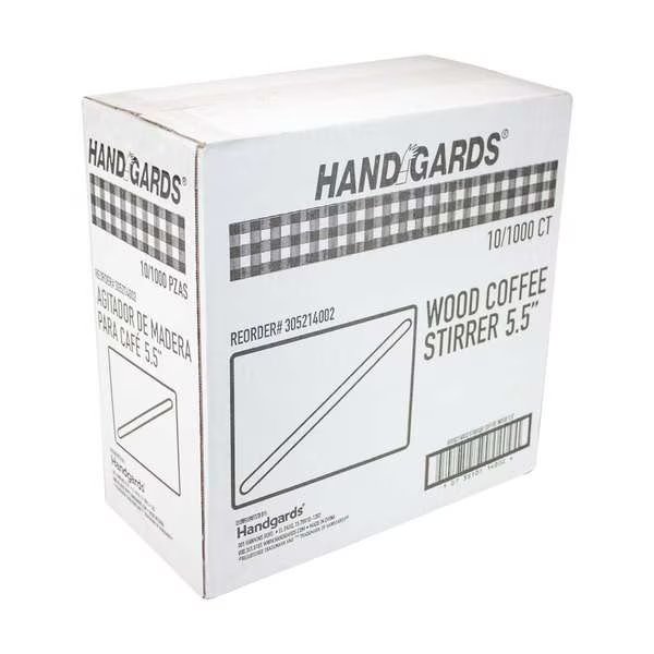 Handgards 5.5" Wood Coffee Wood Stirrer, PK1000, Handgards, Mfr#: 305214002