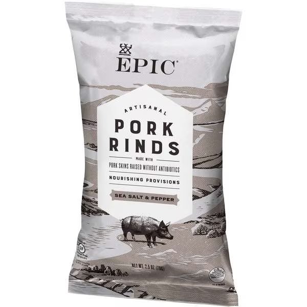 Sea Salt Pepper Pork Rinds, PK12, Epic, Mfr#: 10732153024936