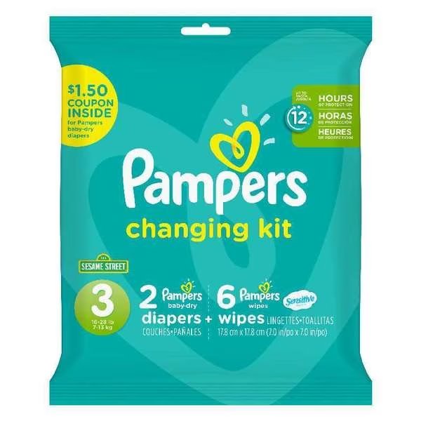 Diapers Change Kit Size 3, PK10, Pampers, Mfr#: 01163