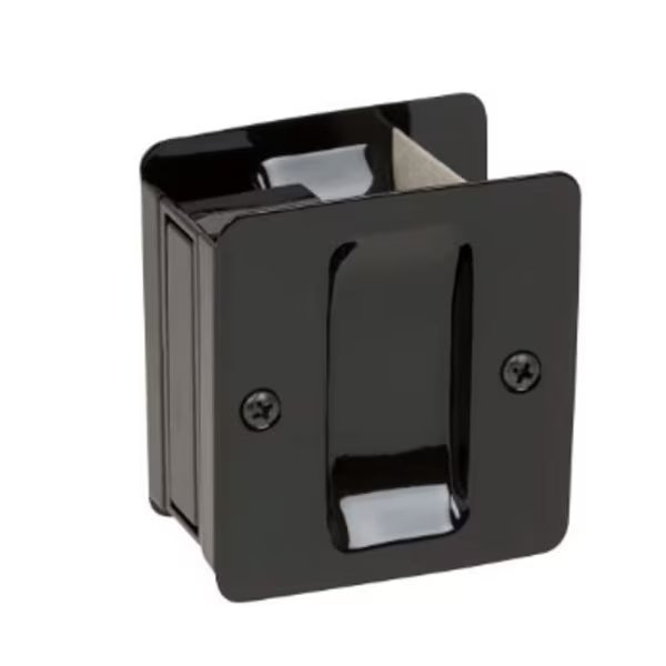 POCKET DOOR LOCK PASSAGE BLACK, Delaney Hardware, Mfr#: 270214