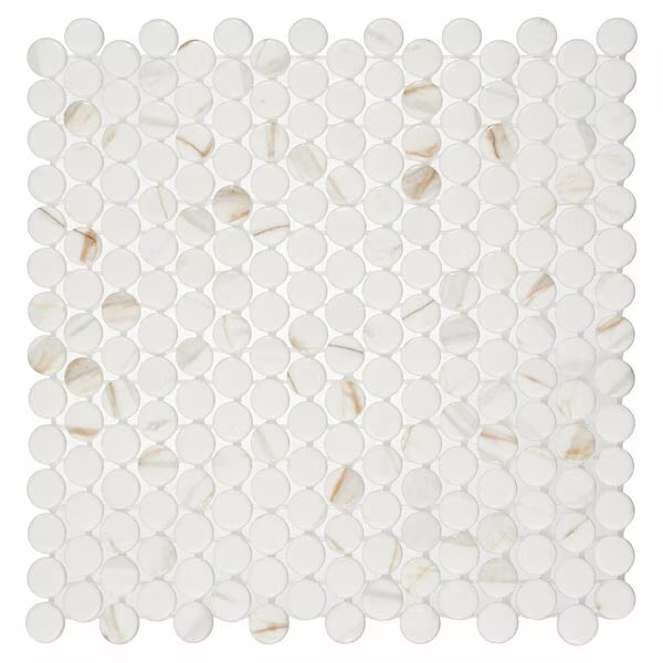 Muse 1 in. x 1 in. Glass Penny Round Mosaic Wall & Floor Tile, Andova Tiles, Mfr#: Andova Tiles