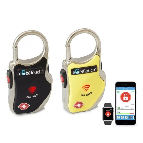 Smart Travel Padlock, Patented DUAL Access NFCBT, TSA Compliant, Tracking, iOSAndroid, BLK and YL, Egeetouch, Mfr#: 5-01000-99-m2