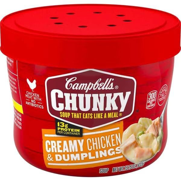 Soup Chunky Chicken & Dumplings Microwaveable Soup 15.25 oz., PK8, Campbells, Mfr#: 000014919