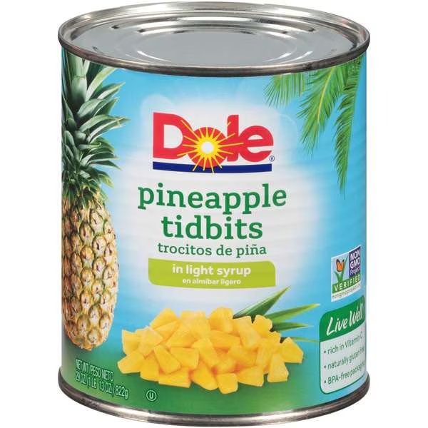 Dole In Light Syrup Pizza Tidbit Pineapple 29 oz. Can, PK12, Dole, Mfr#: 77507