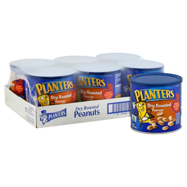 Planters Dry Roasted Salted Peanuts 52 oz. Tin, PK6, Planters, Mfr#: 10029000073309