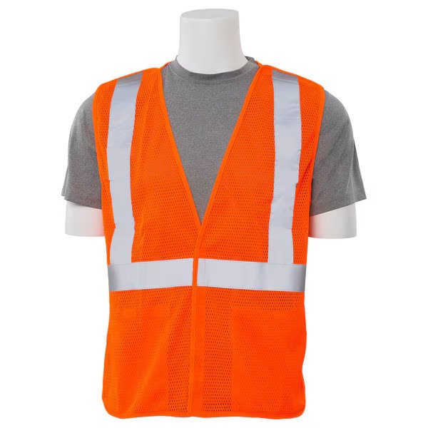 Safety Vest, Break Away, Mesh, Class 2, S320, Hi-Viz Orange, XL, Erb Safety, Mfr#: 61112