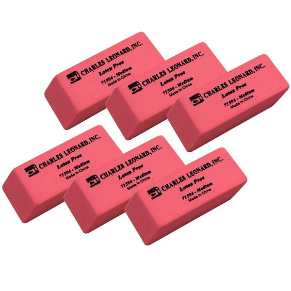 Medium Synthetic Pink Wedge Erasers, PK144, Charles Leonard, Mfr#: 71504