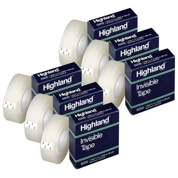 Invisible Tape, 3/4in x 1296in, PK6, 3M, Mfr#: MMM620034