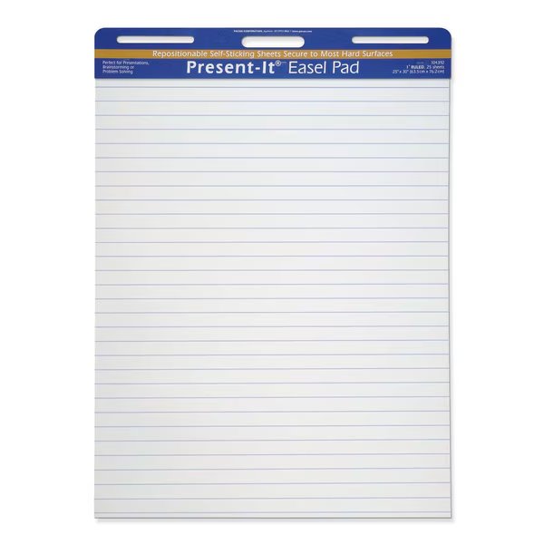 The Present-It® Easel Pad, Self-Adhesive, White, 25